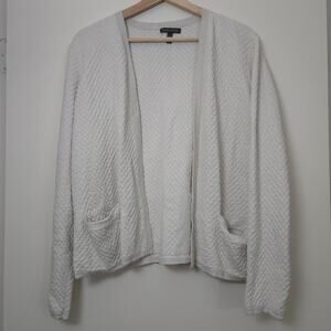 Eileen Fisher Silk Organic Cotton Open Cardigan Sweater Size M Cream Neutral